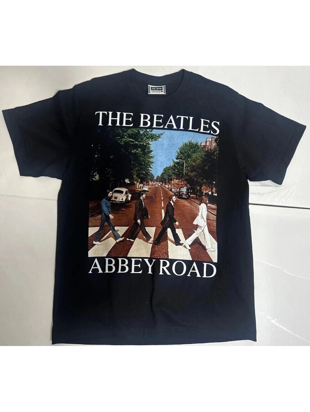 The Beatles Abbey Road T Shirt Mens Large L Black Heavyweight Cotton Band Tee